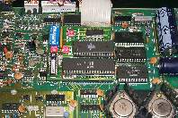 6502-RamRom inserted into 1541 drive, side view